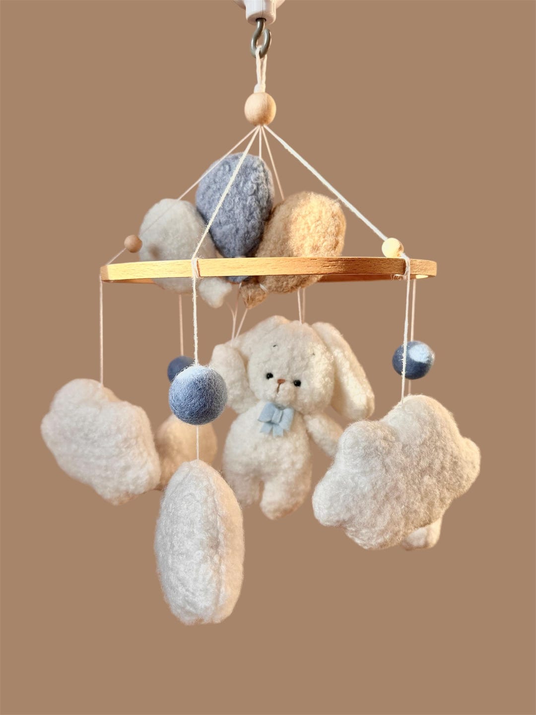 Neutral Rabbit Stuff For Rabbits Boucle Bunny Baby Mobile, Neutral Rabbit Nursery Decor, Newborn Shower ...