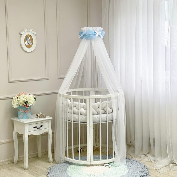 Baby baldachin, Nook baldachin, Nursery canopy, Canopy for girl boy, Bed baldachin, Crib canopy, White canopy with bow, Nursery bed canopy