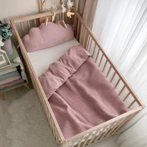 Set di biancheria da letto in cotone per neonati: cuscino rosa nuvola, copertina per la cameretta, lenzuolo bianco per culla