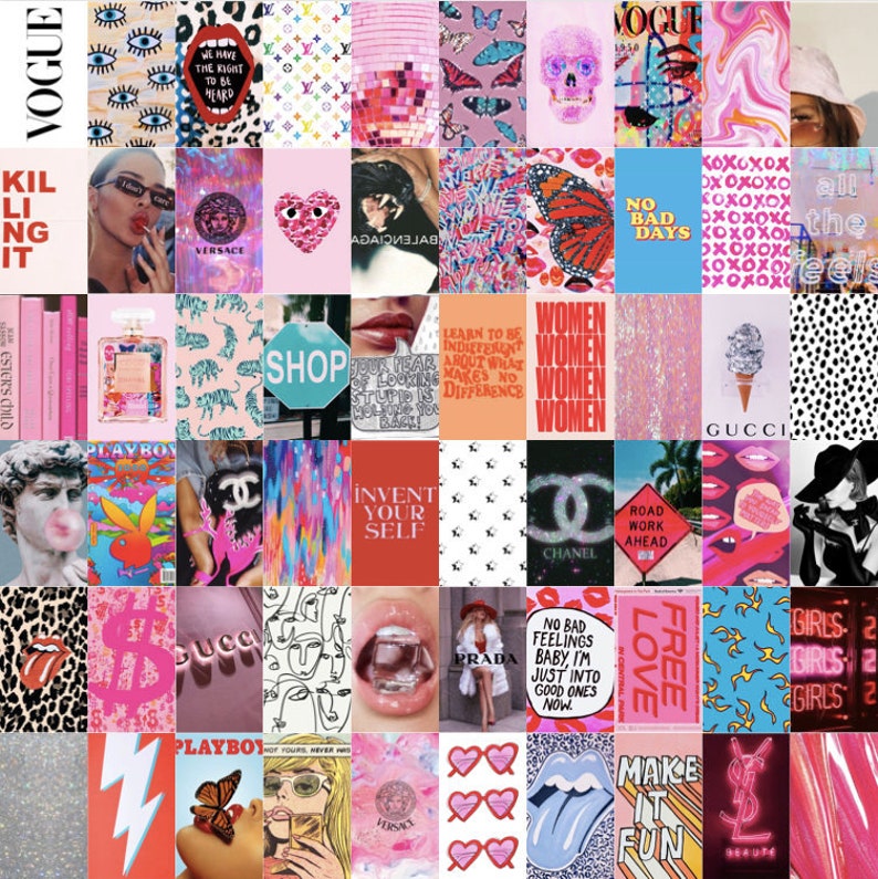 Pink Vogue Designer Aesthetic Wall Collage Kit | Etsy