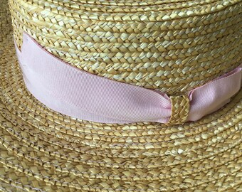 Coustillères France Straw Hat, Pink Bow - Etsy display picture 1