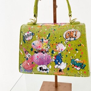 Sac style Kelly customisé Hey Bob vert anis image 7