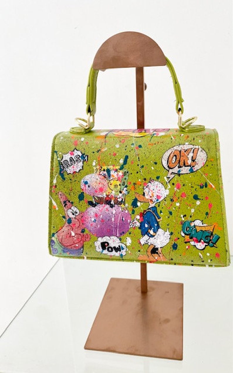 Sac style Kelly customisé Hey Bob vert anis image 7