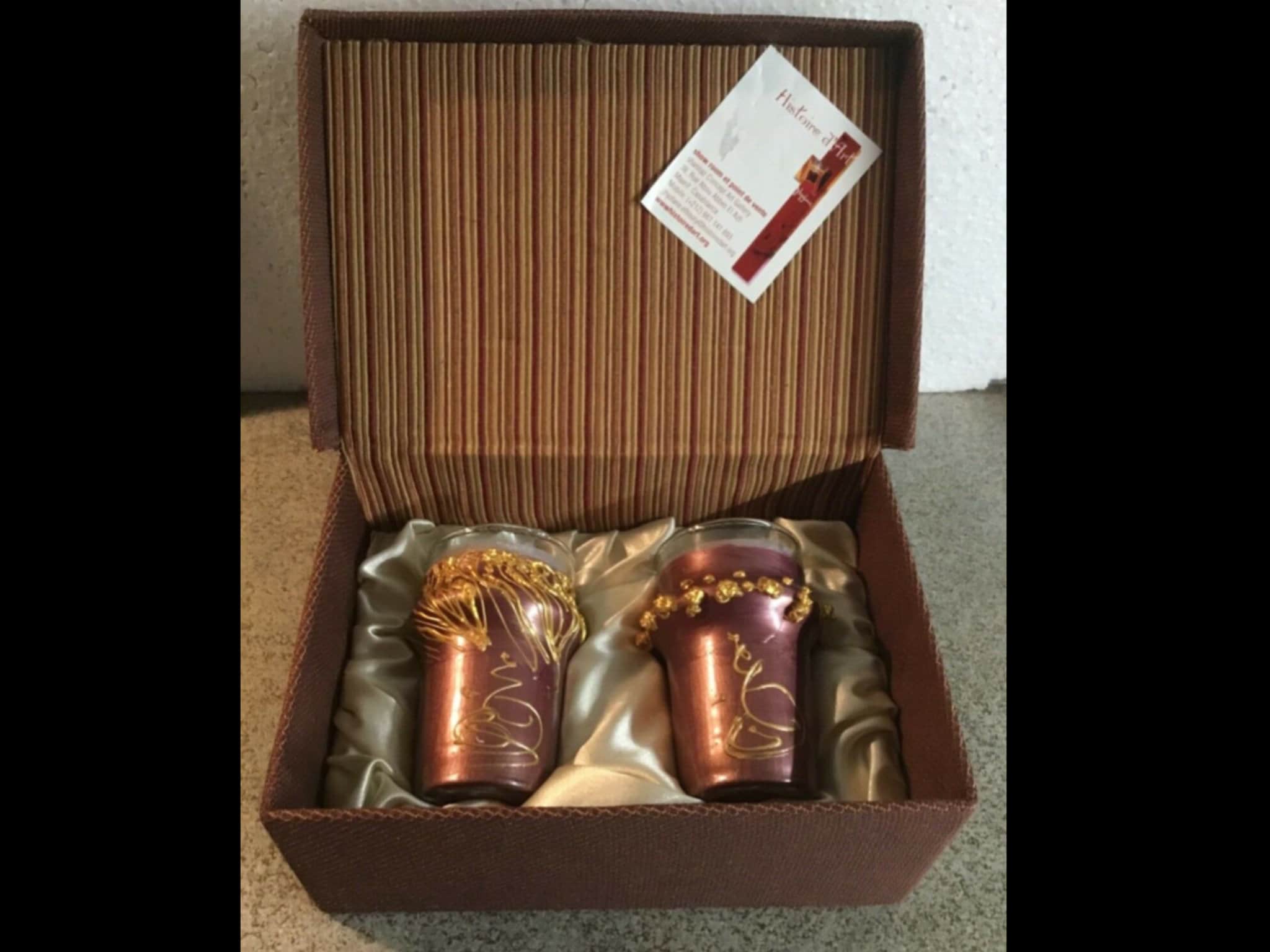 Coffret de 2 Bougies Violettes Dans Verres Décorés Peints à La Main