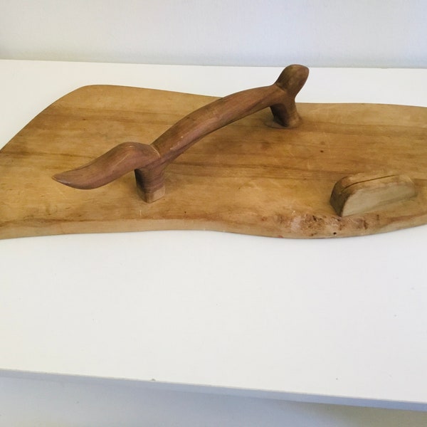 Prosudweb Plateau à Fromage Rustique en Bois d'olivier et Son Couteau