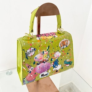 Sac style Kelly customisé Hey Bob vert anis image 6