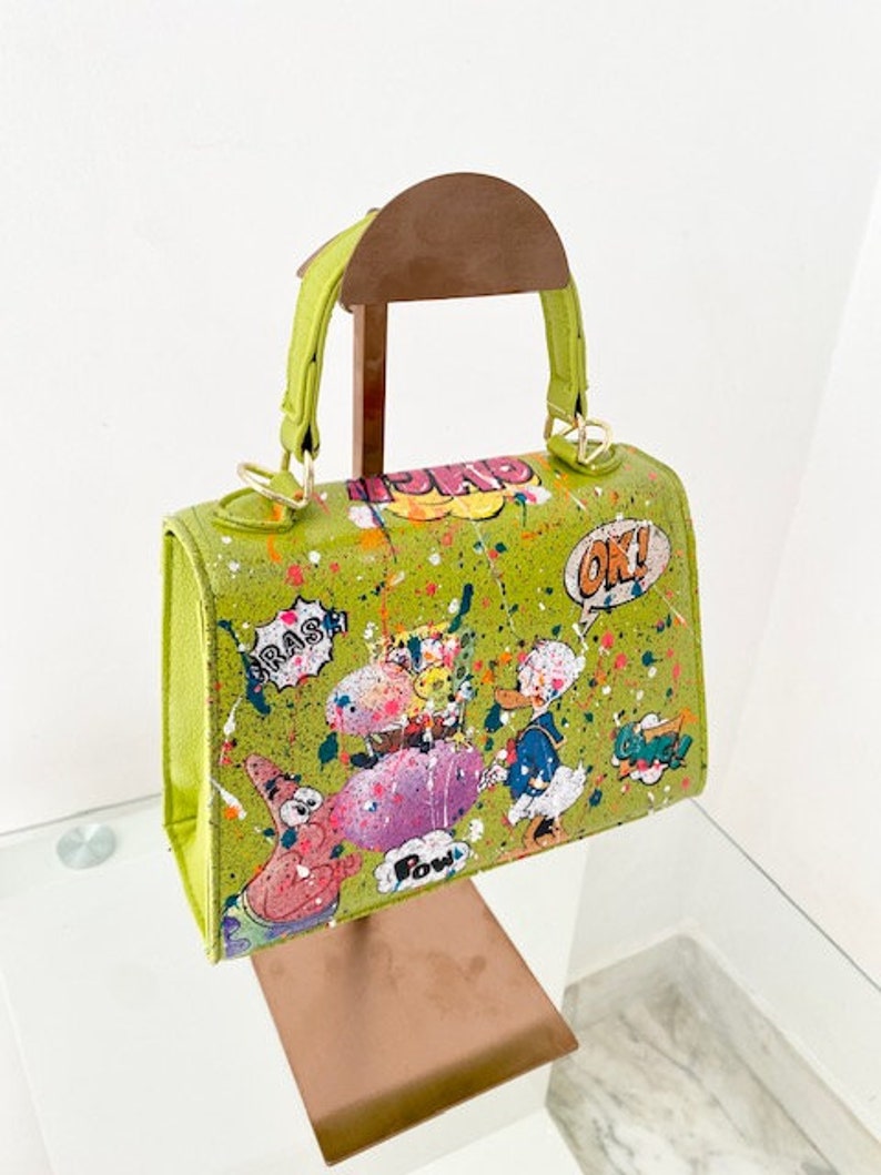 Sac style Kelly customisé Hey Bob vert anis image 6