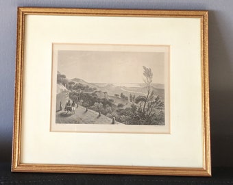 Old 19th century engraving of a view of Nice
