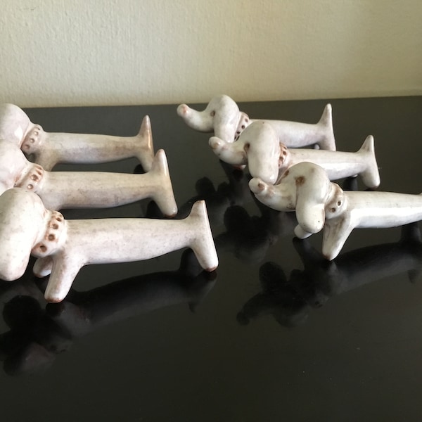 6 porte couteaux forme chien en céramique