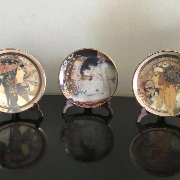 Goebel Artis Orbis 3 mini assiettes porcelaine Mucha / Klimt