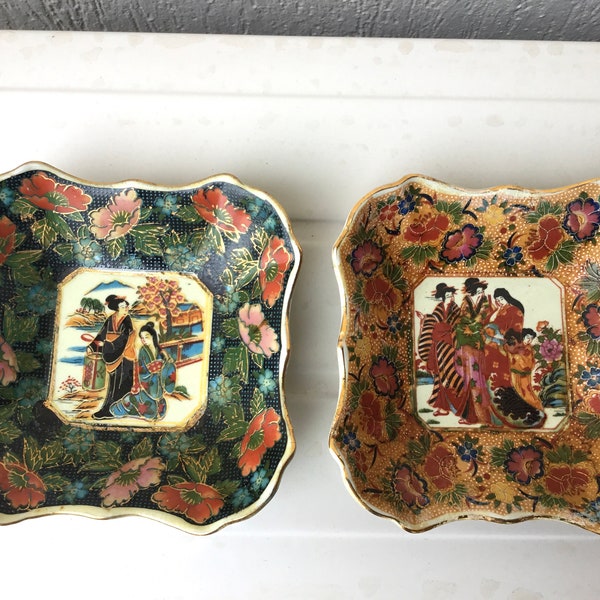 2 vide poche en céramique à motifs japonais