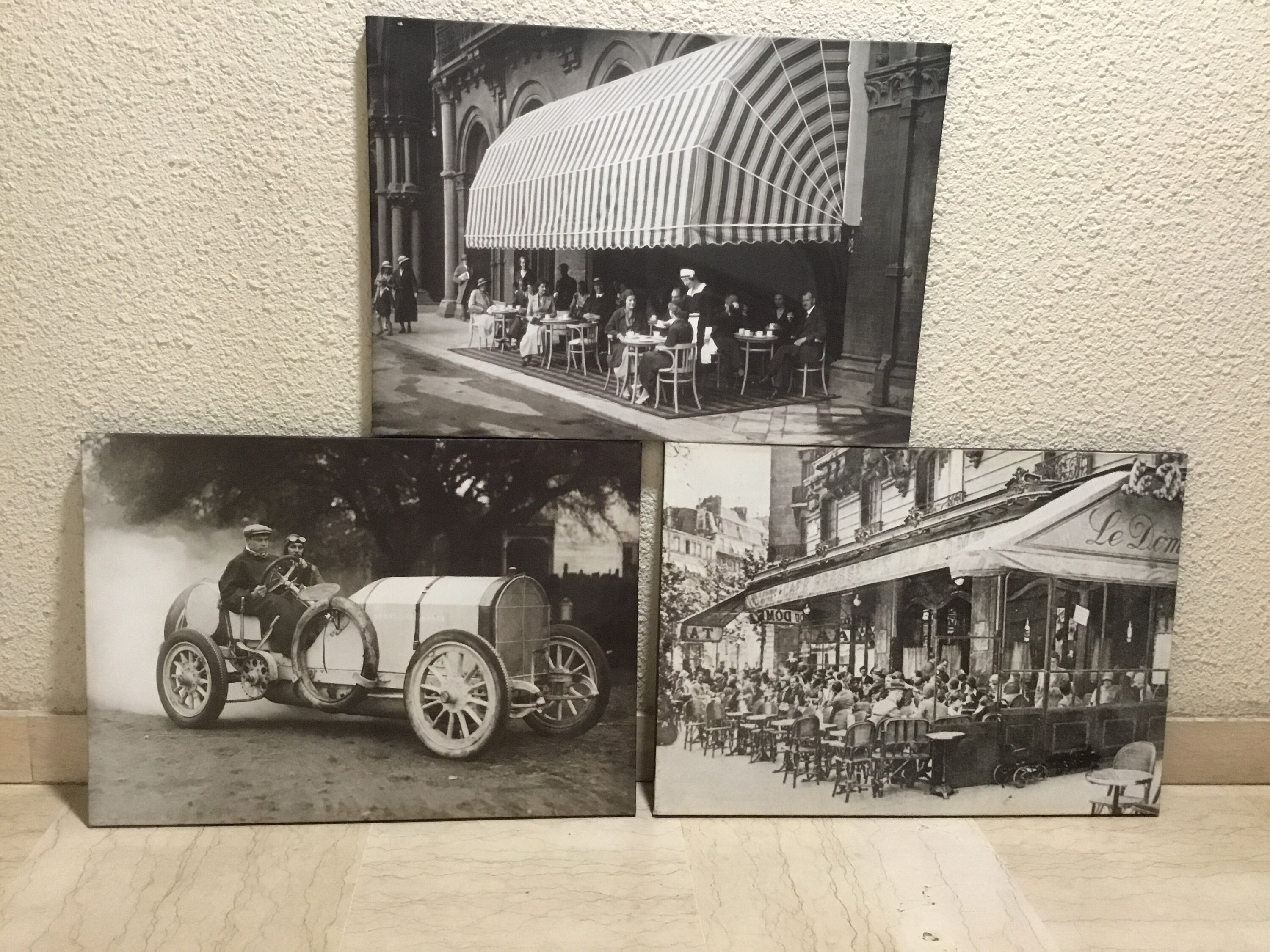 3 Tableaux en Noir et Blanc, Photos Rétro