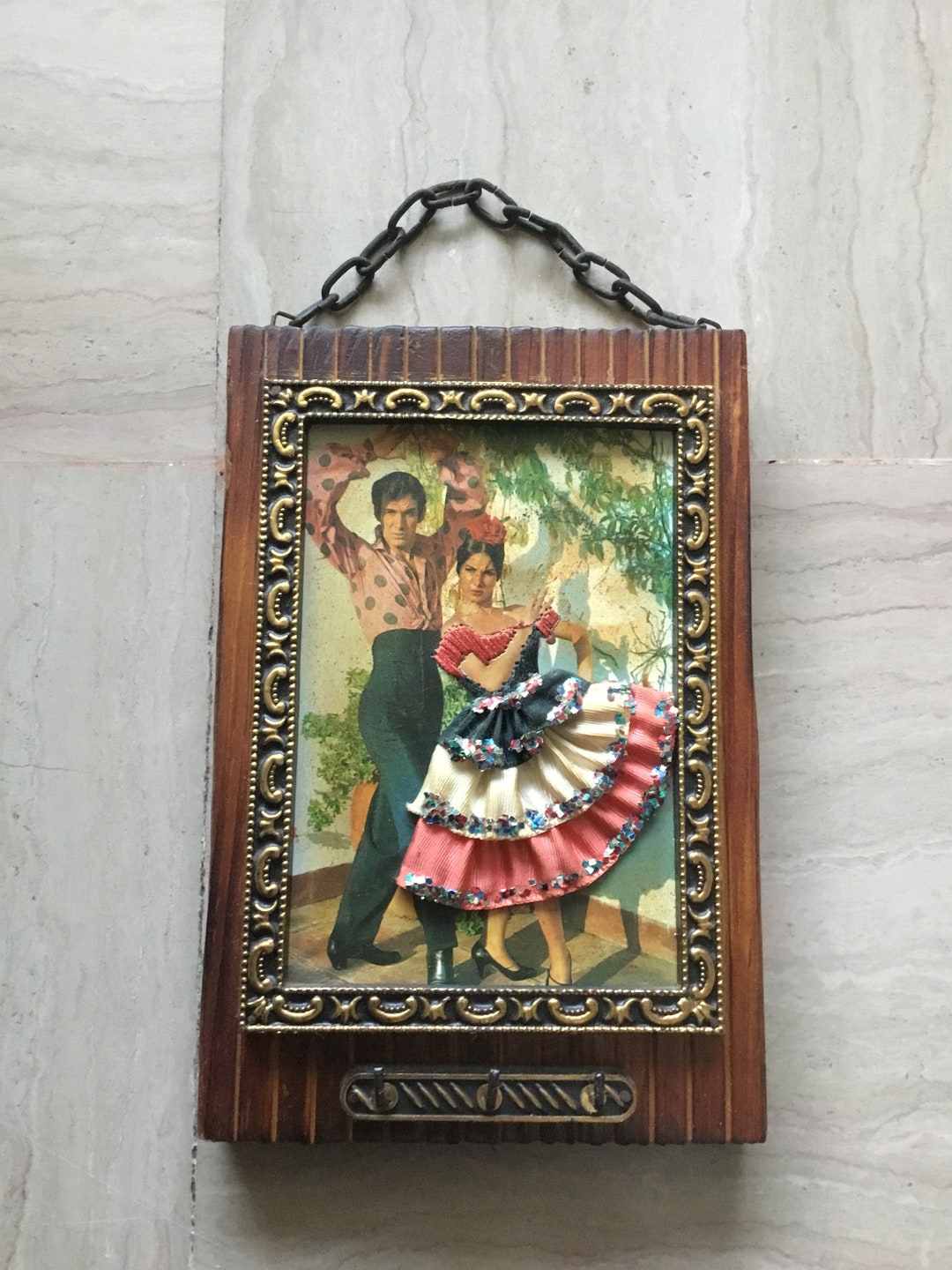 Wooden Key Ring Frame With Dancer and Her Embossed Fabric Etsy