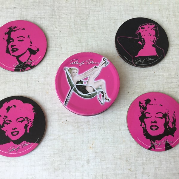 Marilyn Monroe 4 dessous de verres dans boîte en métal