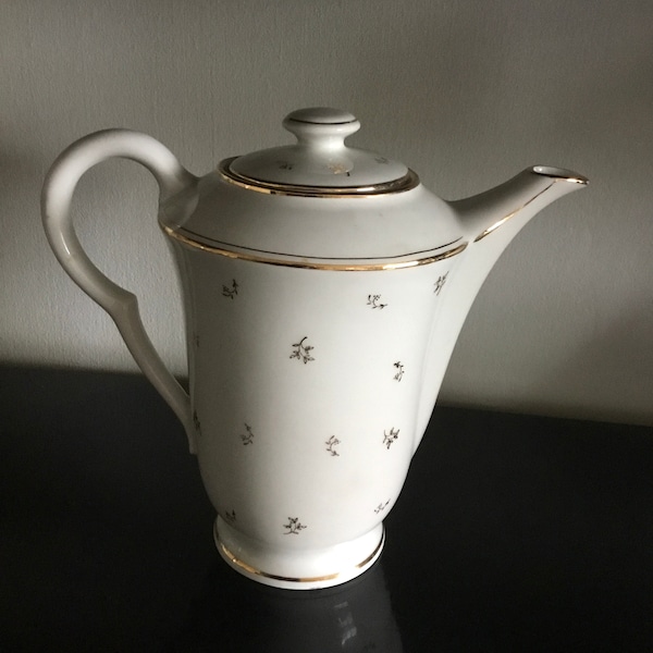 Cafetière ancienne en porcelaine France décors dorés