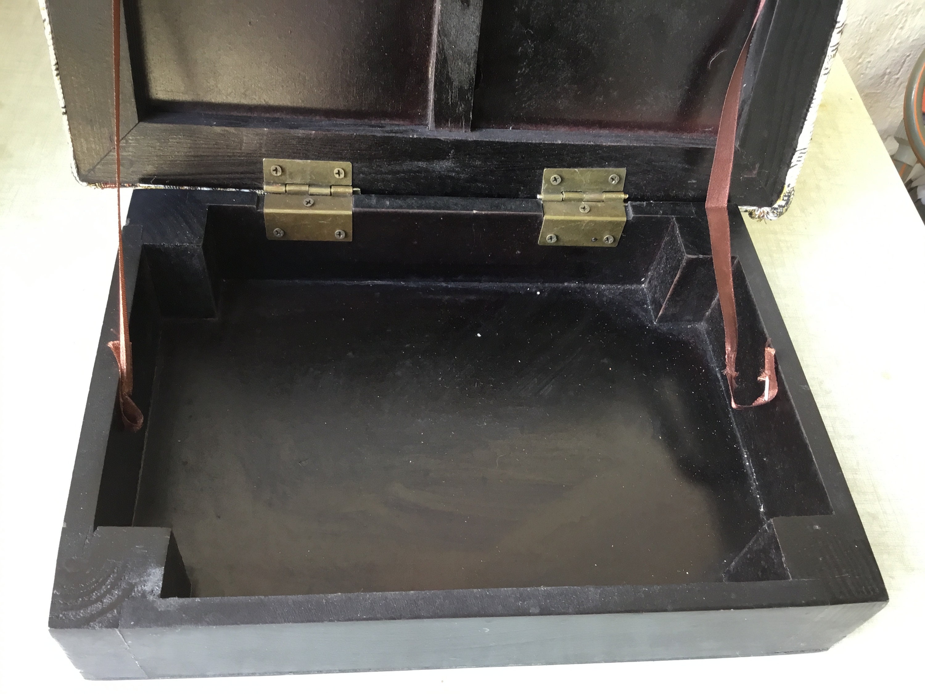 Caja de madera con tapa cubierta con tapiz | Etsy