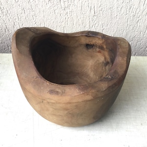 Large handmade olive wood mortar