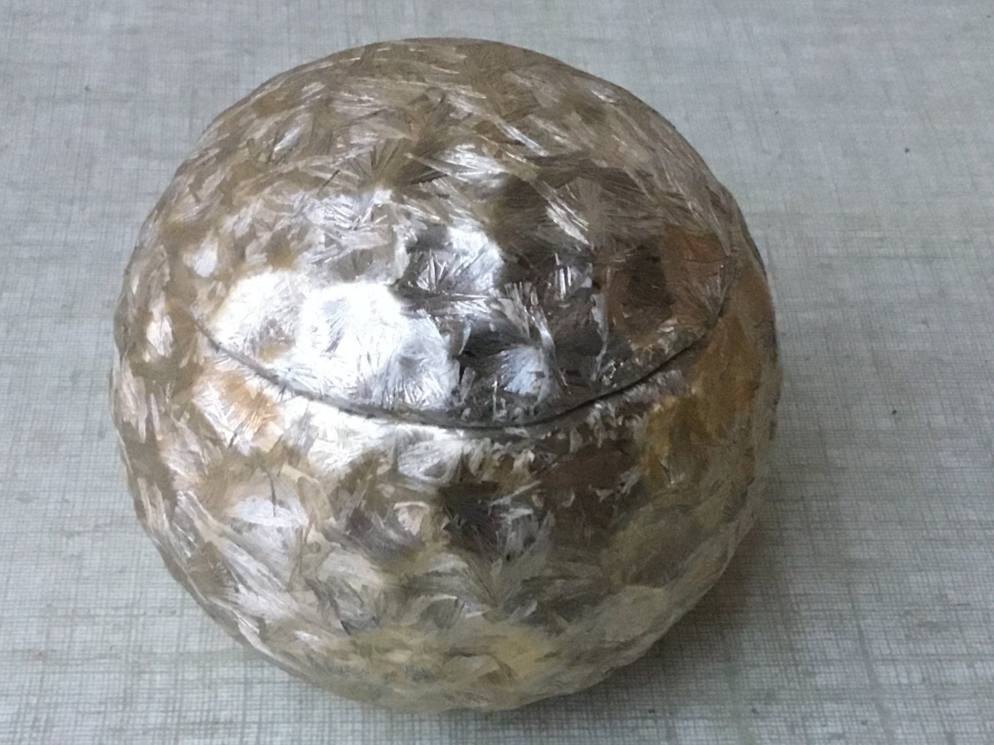 Small round gold faceted ceramic candy dish