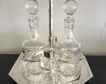 Oil and vinegar server in silver metal PM Italy