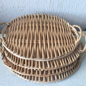 4 rattan trays with handles
