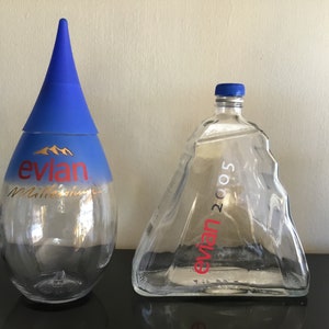 Lot 3 Bouteilles Evian Millénium 2000, 2001, 2002 – Verre – Édition Collector Originale