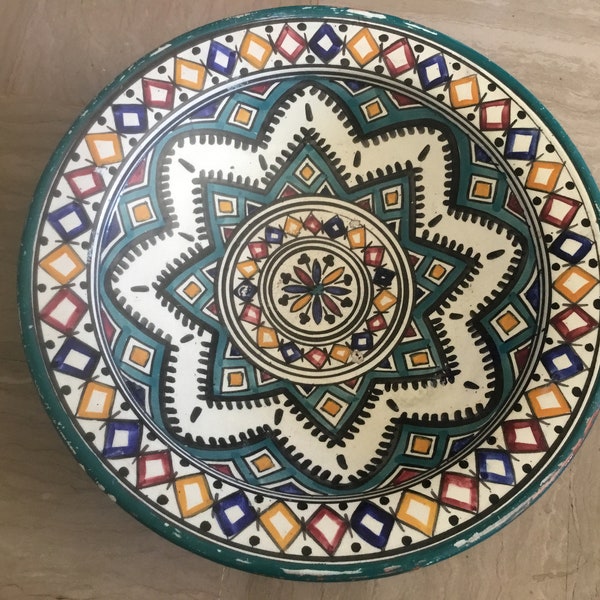 Plat creux en poterie Maroc fait main