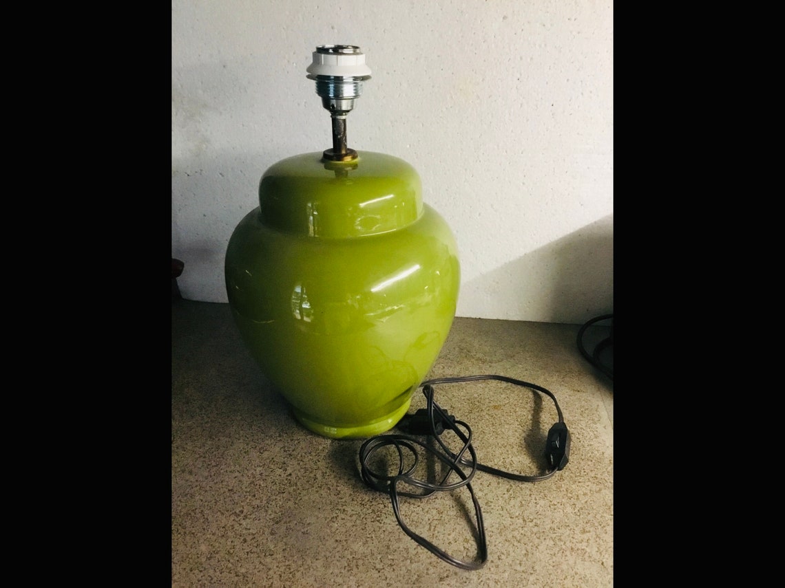 Grüne Keramische Lampenfuß rund | Etsy