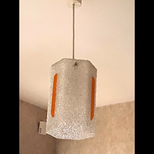 Lustre suspension années 70 blanc et orange