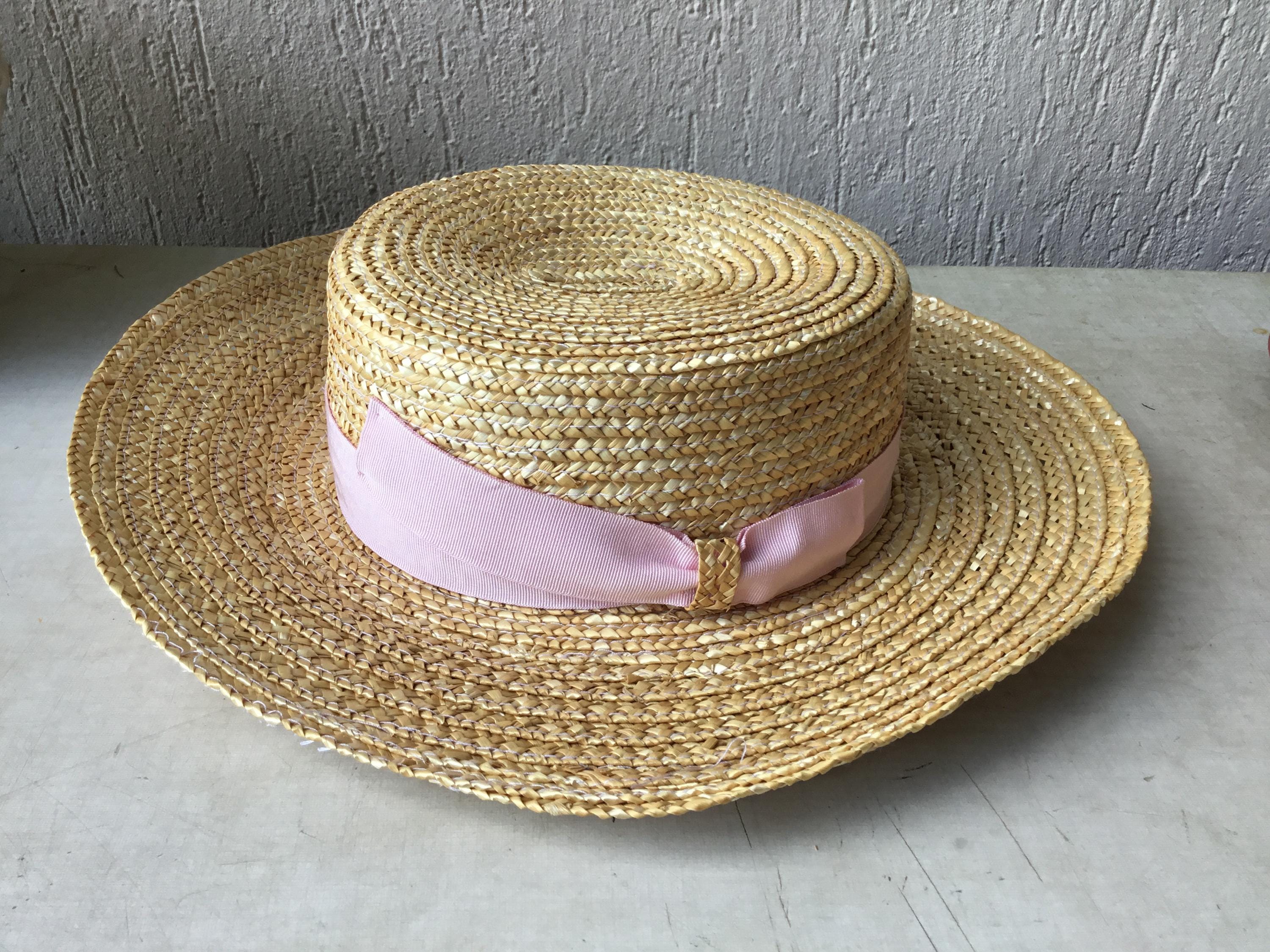 Coustillères France Straw Hat, Pink Bow - Etsy display picture 2