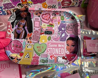 Y2K Aesthetic Rolling Tray | Cute Girly Multi-Use Organizer Tray | Baddie Vanity & Desk Decor - Stoner accessories - Smoker accessories