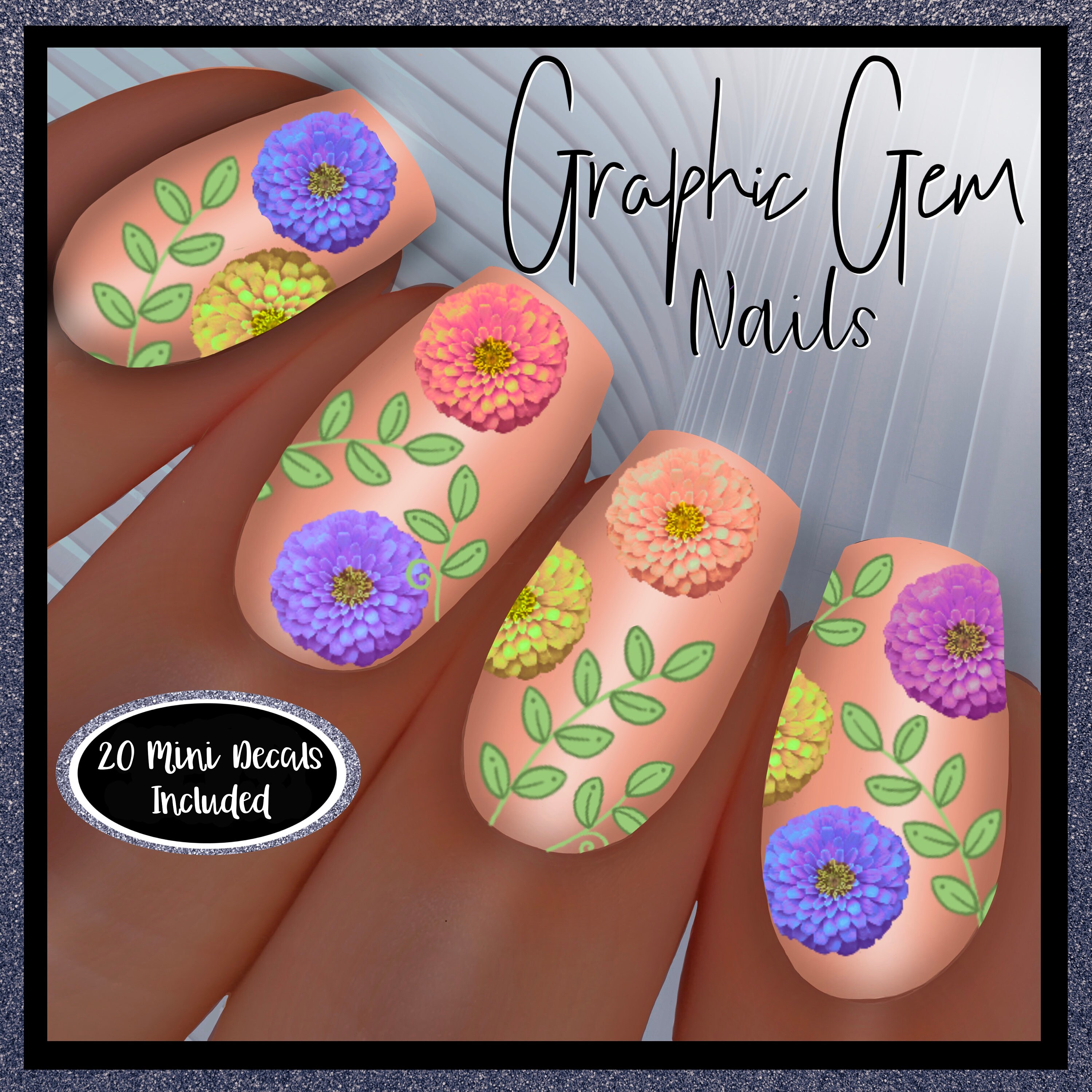 Floral Nail Art Water Decals Design 61 20 Full Nail - Etsy