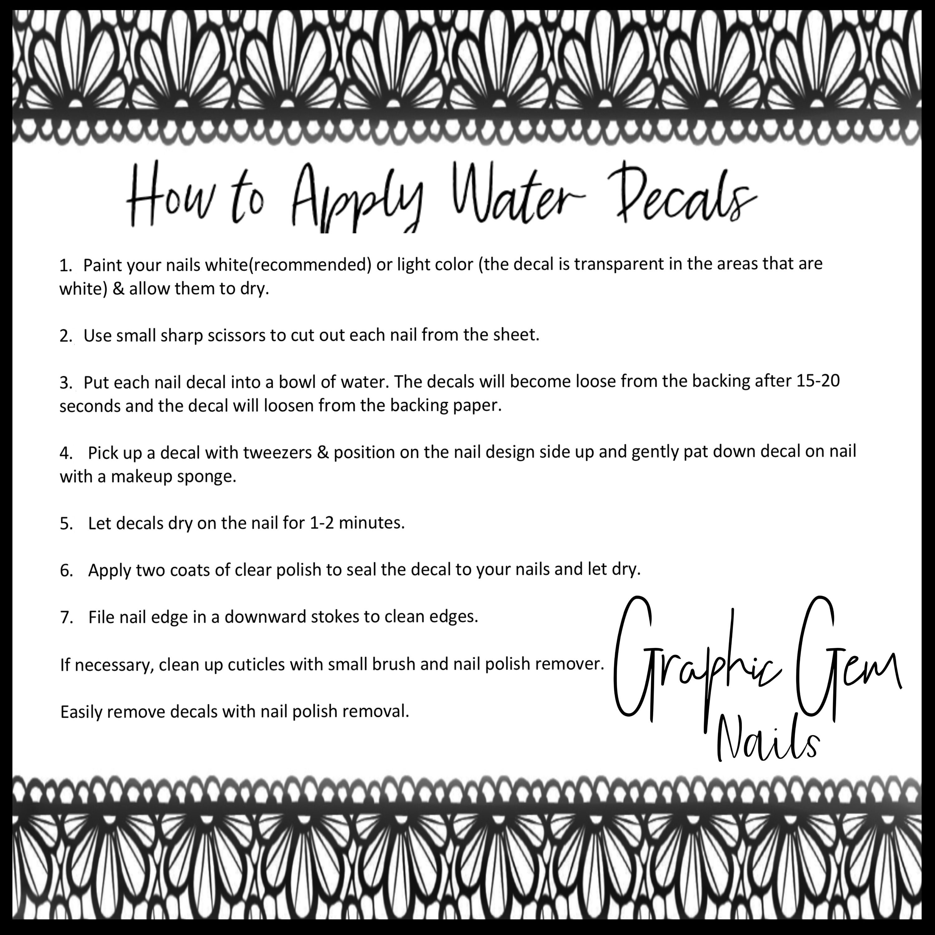 Toe Nail Wrap Water Decals Toenail Wraps Design 67 Etsy