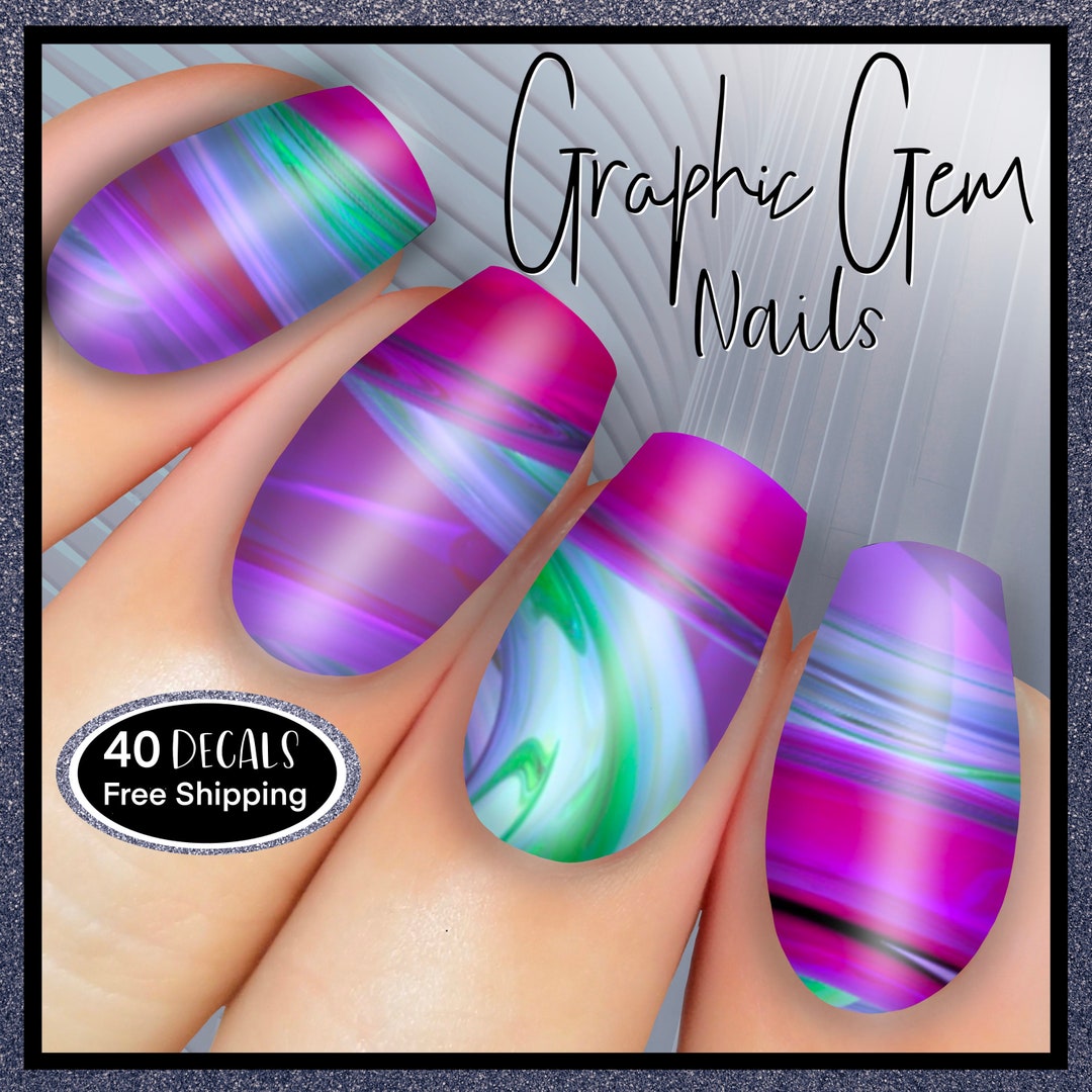 Nail Art Water Decals 20 Full Nail Decals Plus 20 Mini Etsy