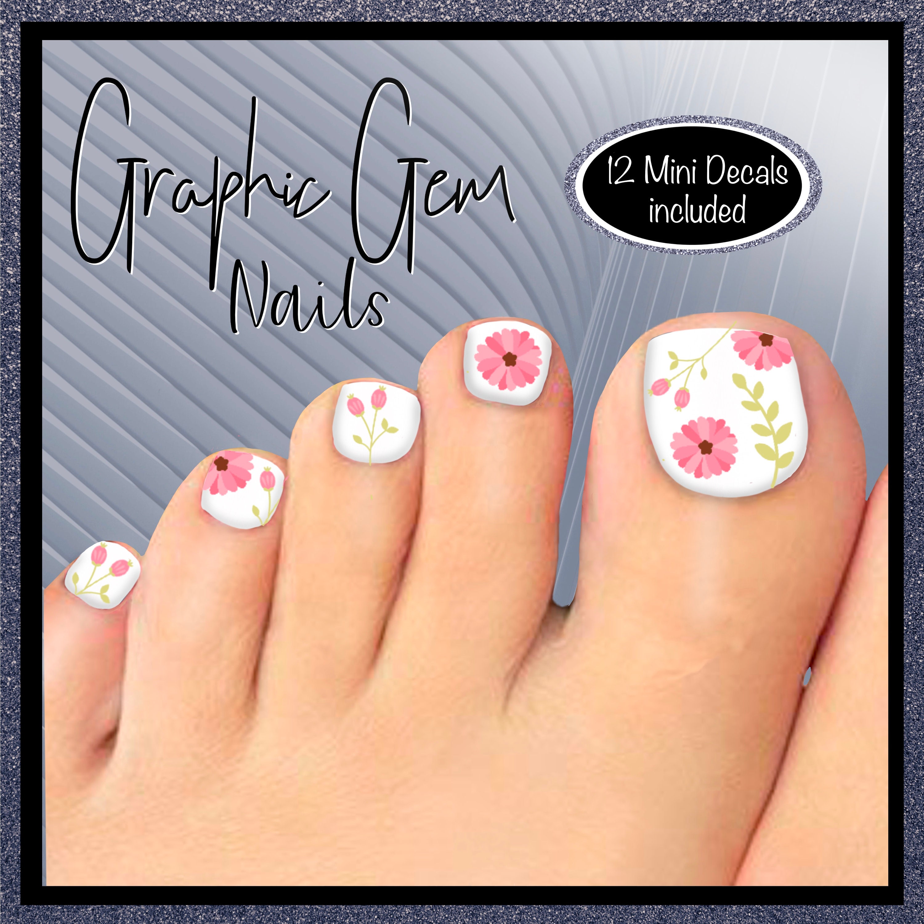 Toenail Art Water Decals 22 Full Toenail Decals and 12 Etsy