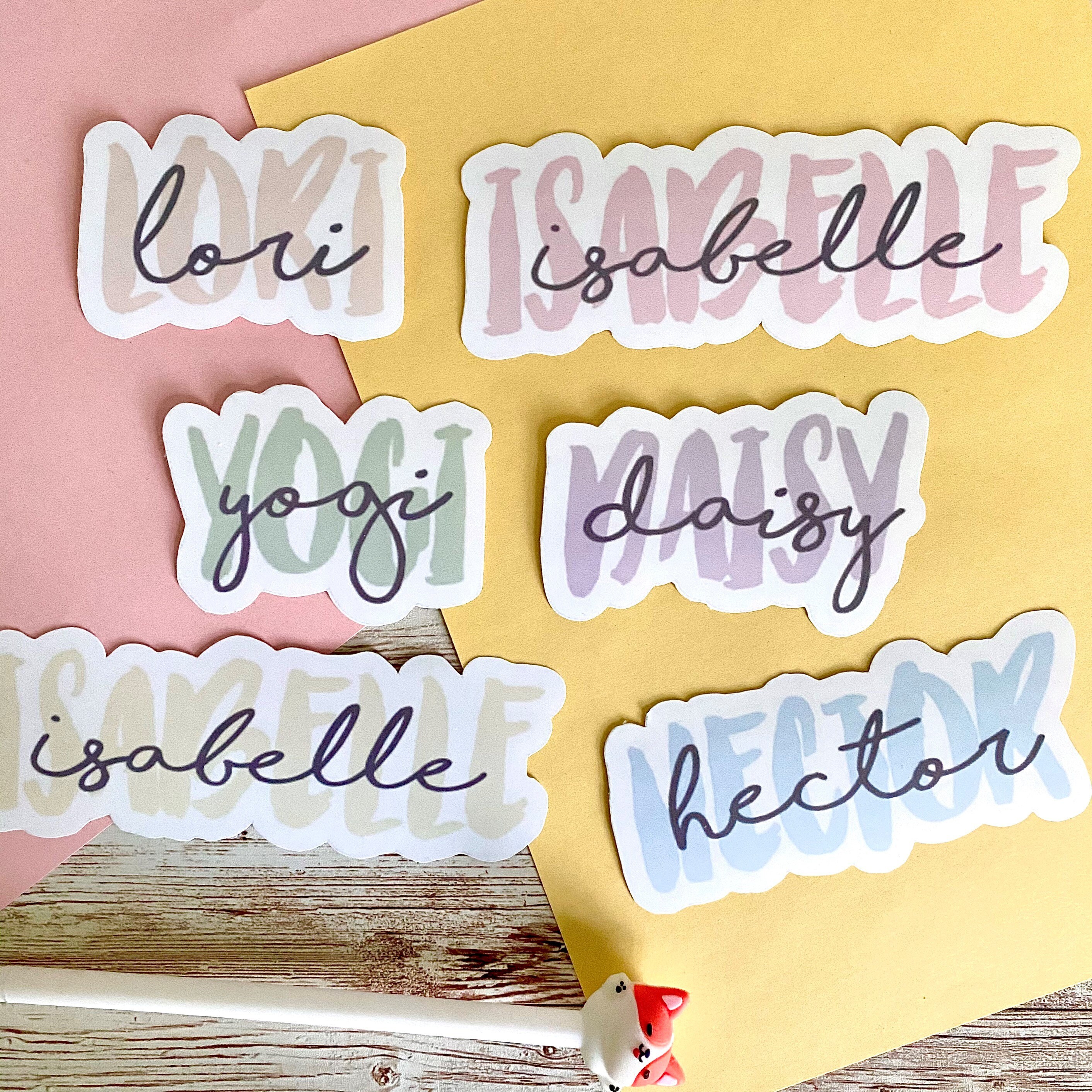 Nombre pastel personalizado pegatina brillante resistente a la Etsy