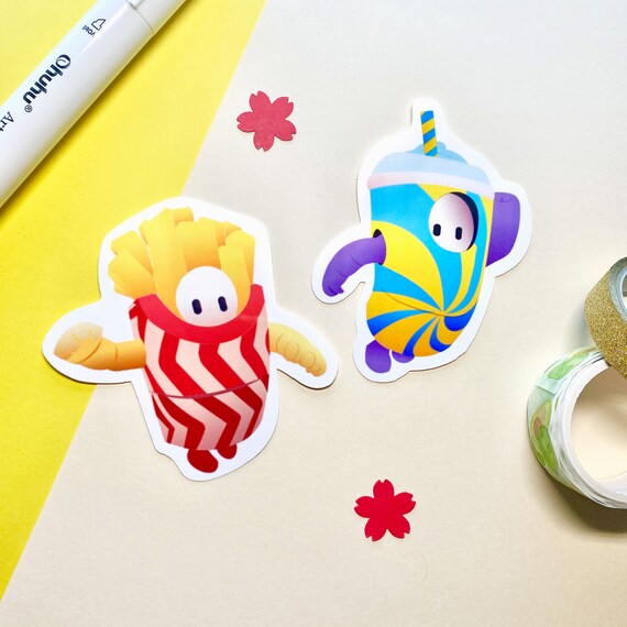 Fall Guys Weatherproof Glossy Sticker Duo Frites Et Slurpee Etsy