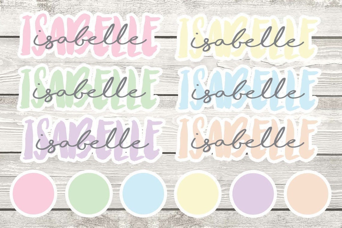 Customized Pastel Name Weatherproof Glossy Sticker 2 Etsy