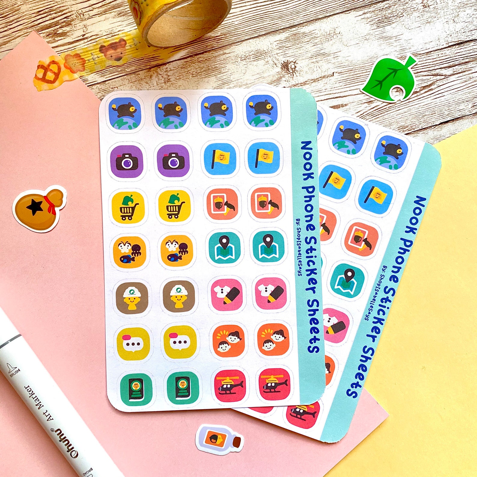 Animal Crossing Nook Phone Apps 4x6 Sticker Sheet | Etsy