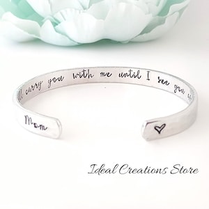 I will carry you with me until I see you again bracelet, Loss of Mom and Dad, Memorial Keepsake Parent Loss, Sympathy Gift, remembrance gift