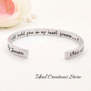 I will hold you in my heart, Personalized Bracelet for Loss of Loved One, Loss of Father Gift for Daughter, bereavement gift, loss of mom