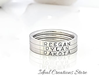 Personalized name rings, stackable rings with names, custom name ring, hypoallergenic ring