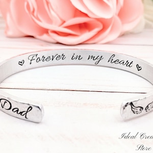 Forever In My Heart Bracelet, memorial gift, Personalized Bracelet for Loss of Loved One, Loss of Father Gift for Daughter, Gift for Funeral