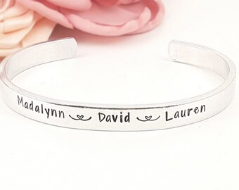 Christmas Gift for mom, Gift for Mom from Daughter, Personalized Grandma Cuff Bracelet, Personalized gift for mom, kids name bracelet, nana