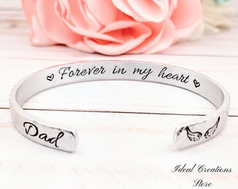 Forever In My Heart Bracelet, Personalized Bracelet for Loss of Loved One, Loss of Father Gift for Daughter, Gift for Funeral, parent gift