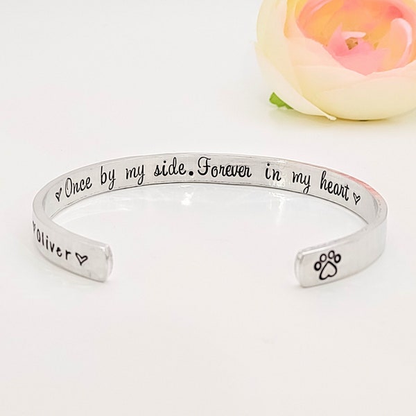 Once by my side forever in my heart, Pet sympathy gift bracelet, Pet Memorial Gift, Pet remembrance Gift, Sympathy gift for loss of pet