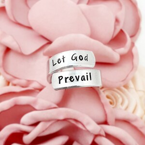 Let God Prevail wrap ring, Religious rings, Adjustable wrap ring, Inspirational ring, Faith ring, Silver Wrap Rings, Personalized ring