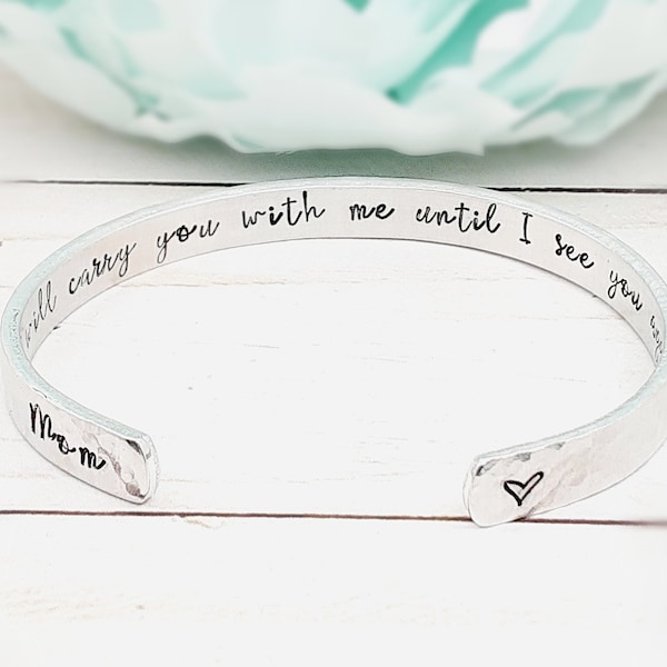 Grief gift loss of mother, loss of father sympathy gift, loss of father condolences, memorial keepsake, jewelry cuff, personalized sympathy