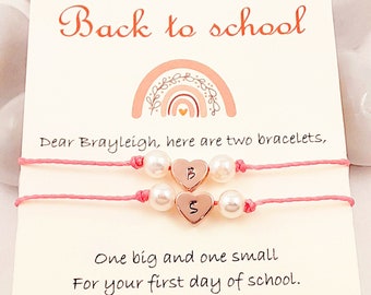 Back To School bracelet, First Day of kindergarten pre-k bracelet,  First day of school bracelet, Comfort Bracelet, Mother daughter