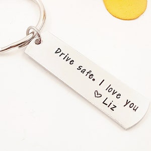 Drive Safe I Love You keychain customized initial, for husband, boyfriend gift personalized, gift for Boyfriend, travel keychain for dad