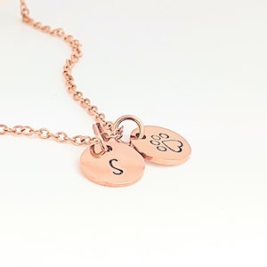 pet initial necklace, Dog Mom gift, Pet Jewelry, Love Paw Necklace, Personalized Pet Necklace, Tiny Rose Gold Disc, Personalized Pet Jewelry